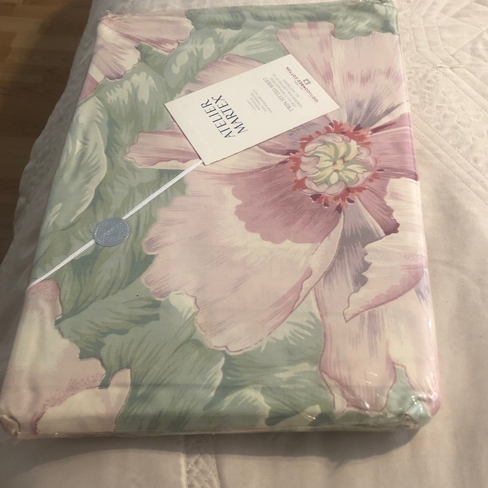 Floral Home Bedding fitted sheet - Pink & Green floral